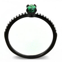 Load image into Gallery viewer, DA033 - IP Black(Ion Plating) Stainless Steel Ring with AAA Grade CZ  in Emerald