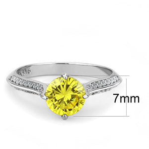 DA037 - High polished (no plating) Stainless Steel Ring with AAA Grade CZ  in Topaz