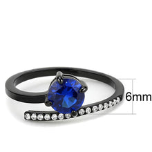 Load image into Gallery viewer, DA038 - IP Black(Ion Plating) Stainless Steel Ring with Synthetic Spinel in London Blue