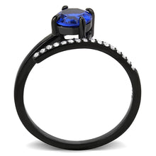 Load image into Gallery viewer, DA038 - IP Black(Ion Plating) Stainless Steel Ring with Synthetic Spinel in London Blue