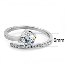 Load image into Gallery viewer, DA039 - High polished (no plating) Stainless Steel Ring with AAA Grade CZ  in Clear