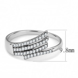 DA043 - High polished (no plating) Stainless Steel Ring with AAA Grade CZ  in Clear