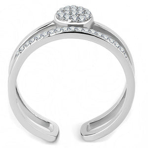 DA048 - High polished (no plating) Stainless Steel Ring with AAA Grade CZ  in Clear