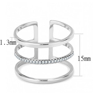 DA049 - High polished (no plating) Stainless Steel Ring with AAA Grade CZ  in Clear