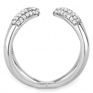 DA050 - High polished (no plating) Stainless Steel Ring with AAA Grade CZ  in Clear