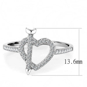 DA052 - High polished (no plating) Stainless Steel Ring with AAA Grade CZ  in Clear