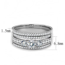 Load image into Gallery viewer, DA062 - High polished (no plating) Stainless Steel Ring with AAA Grade CZ  in Clear