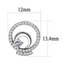 Load image into Gallery viewer, DA069 - High polished (no plating) Stainless Steel Earrings with AAA Grade CZ  in Clear