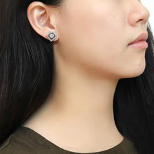 Load image into Gallery viewer, DA073 - High polished (no plating) Stainless Steel Earrings with AAA Grade CZ  in Clear