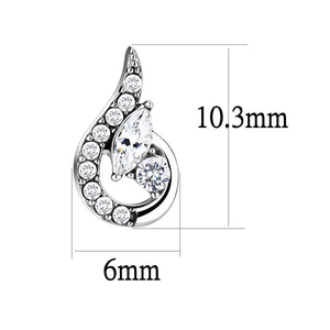DA074 - High polished (no plating) Stainless Steel Earrings with AAA Grade CZ  in Clear