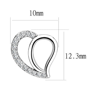 DA076 - High polished (no plating) Stainless Steel Earrings with AAA Grade CZ  in Clear