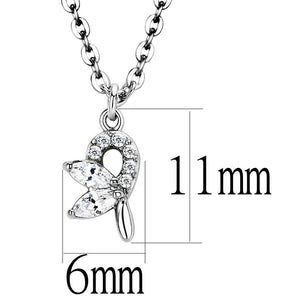 DA088 - High polished (no plating) Stainless Steel Chain Pendant with AAA Grade CZ  in Clear