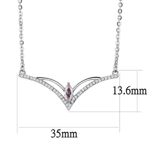DA094 - High polished (no plating) Stainless Steel Chain Pendant with AAA Grade CZ  in Light Rose