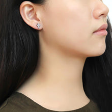 Load image into Gallery viewer, DA098 - High polished (no plating) Stainless Steel Earrings with AAA Grade CZ  in Clear