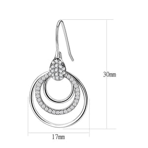 DA099 - High polished (no plating) Stainless Steel Earrings with AAA Grade CZ  in Clear