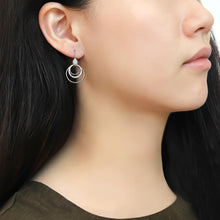 Load image into Gallery viewer, DA099 - High polished (no plating) Stainless Steel Earrings with AAA Grade CZ  in Clear