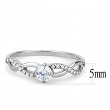Load image into Gallery viewer, DA104 - High polished (no plating) Stainless Steel Ring with AAA Grade CZ  in Clear
