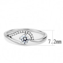 Load image into Gallery viewer, DA105 - High polished (no plating) Stainless Steel Ring with AAA Grade CZ  in Clear