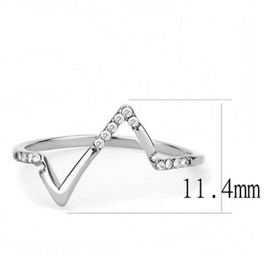 DA107 - High polished (no plating) Stainless Steel Ring with AAA Grade CZ  in Clear