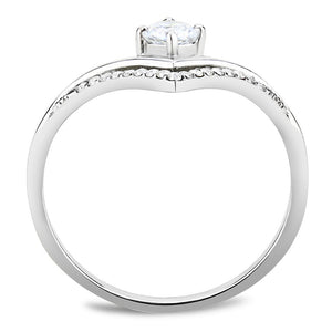 DA110 - High polished (no plating) Stainless Steel Ring with AAA Grade CZ  in Clear