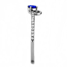 Load image into Gallery viewer, DA114 - High polished (no plating) Stainless Steel Ring with AAA Grade CZ  in London Blue