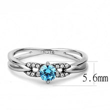 Load image into Gallery viewer, DA116 - High polished (no plating) Stainless Steel Ring with AAA Grade CZ  in Sea Blue