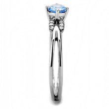 Load image into Gallery viewer, DA116 - High polished (no plating) Stainless Steel Ring with AAA Grade CZ  in Sea Blue