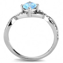 Load image into Gallery viewer, DA117 - High polished (no plating) Stainless Steel Ring with AAA Grade CZ  in Sea Blue