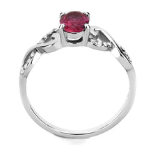 Load image into Gallery viewer, DA119 - High polished (no plating) Stainless Steel Ring with AAA Grade CZ  in Ruby