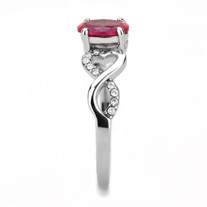 DA119 - High polished (no plating) Stainless Steel Ring with AAA Grade CZ  in Ruby
