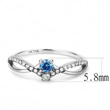 Load image into Gallery viewer, DA120 - High polished (no plating) Stainless Steel Ring with AAA Grade CZ  in Sea Blue