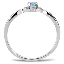 Load image into Gallery viewer, DA120 - High polished (no plating) Stainless Steel Ring with AAA Grade CZ  in Sea Blue