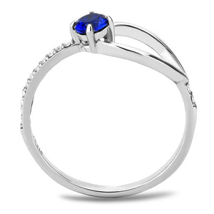 DA121 - High polished (no plating) Stainless Steel Ring with AAA Grade CZ  in London Blue
