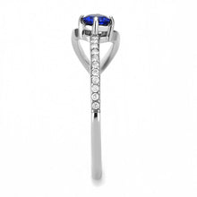 Load image into Gallery viewer, DA121 - High polished (no plating) Stainless Steel Ring with AAA Grade CZ  in London Blue