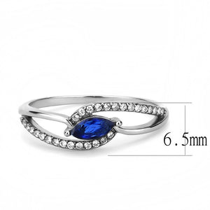 DA122 - High polished (no plating) Stainless Steel Ring with AAA Grade CZ  in London Blue