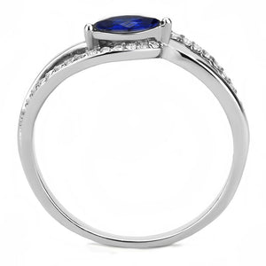 DA122 - High polished (no plating) Stainless Steel Ring with AAA Grade CZ  in London Blue