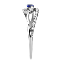 Load image into Gallery viewer, DA122 - High polished (no plating) Stainless Steel Ring with AAA Grade CZ  in London Blue