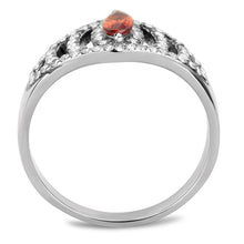 Load image into Gallery viewer, DA123 - High polished (no plating) Stainless Steel Ring with AAA Grade CZ  in Orange