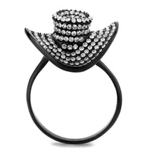 Load image into Gallery viewer, DA128 - IP Black(Ion Plating) Stainless Steel Ring with AAA Grade CZ  in Clear