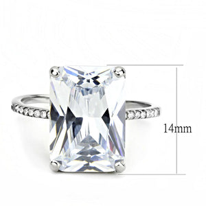 DA131 - High polished (no plating) Stainless Steel Ring with AAA Grade CZ  in Clear