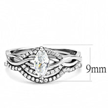 Load image into Gallery viewer, DA133 - High polished (no plating) Stainless Steel Ring with AAA Grade CZ  in Clear