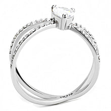 Load image into Gallery viewer, DA135 - High polished (no plating) Stainless Steel Ring with AAA Grade CZ  in Clear