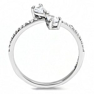 DA139 - High polished (no plating) Stainless Steel Ring with AAA Grade CZ  in Clear