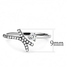 Load image into Gallery viewer, DA145 - High polished (no plating) Stainless Steel Ring with AAA Grade CZ  in Clear