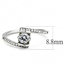 Load image into Gallery viewer, DA151 - High polished (no plating) Stainless Steel Ring with AAA Grade CZ  in Clear