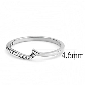 DA162 - High polished (no plating) Stainless Steel Ring with AAA Grade CZ  in Clear
