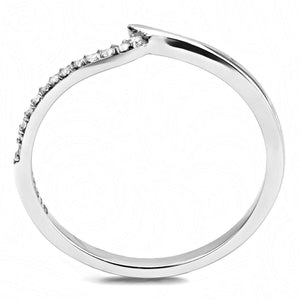 DA162 - High polished (no plating) Stainless Steel Ring with AAA Grade CZ  in Clear