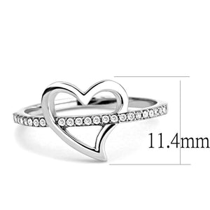 DA164 - High polished (no plating) Stainless Steel Ring with AAA Grade CZ  in Clear