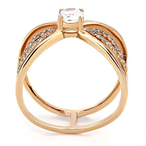 DA169 - IP Rose Gold(Ion Plating) Stainless Steel Ring with AAA Grade CZ  in Clear