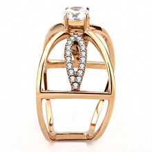 Load image into Gallery viewer, DA169 - IP Rose Gold(Ion Plating) Stainless Steel Ring with AAA Grade CZ  in Clear